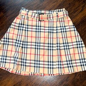 Burberry Check Pleated Skirt w/ Belt